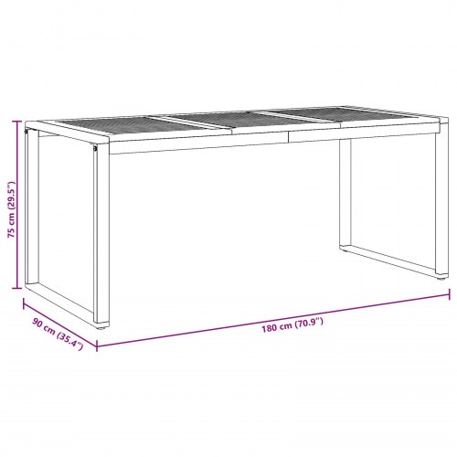 Udendørs Spisebord Grå 180x90x75 cm Stål & Massiv Akacietræ