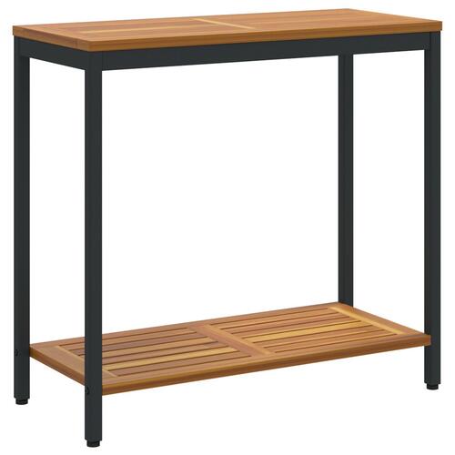 Udendørs Bord Natur & Sort 35x80x75 cm Solid Træ og Stål