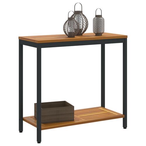 Udendørs Bord Natur & Sort 35x80x75 cm Solid Træ og Stål