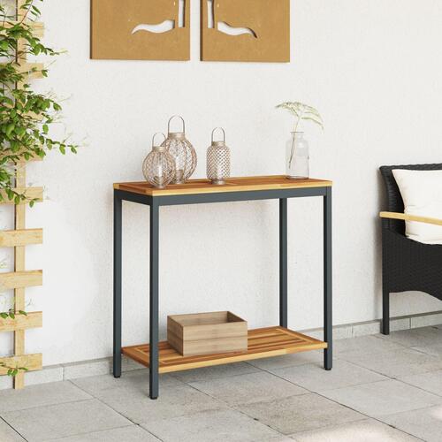 Udendørs Bord Natur & Sort 35x80x75 cm Solid Træ og Stål