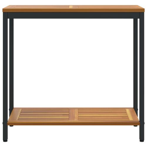 Udendørs Bord Natur & Sort 35x80x75 cm Solid Træ og Stål