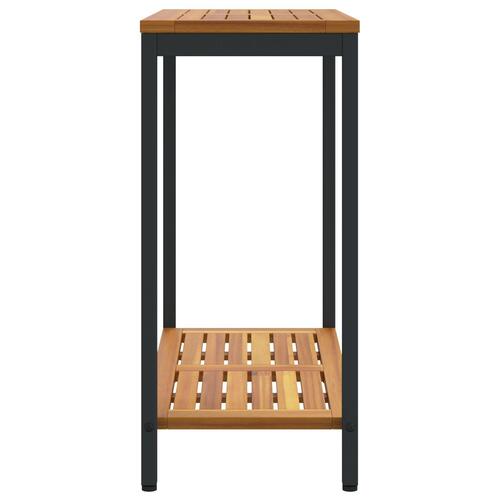 Udendørs Bord Natur & Sort 35x80x75 cm Solid Træ og Stål