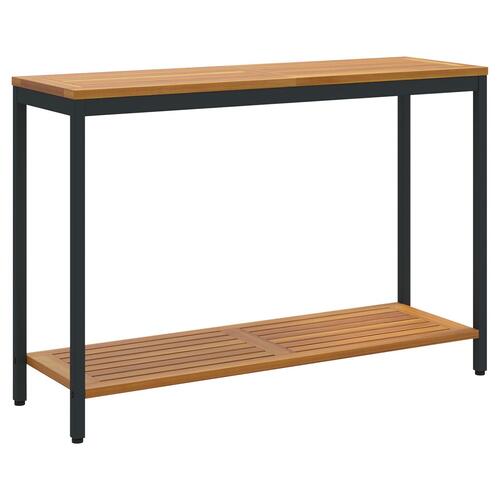 Udendørs Bord Naturlig & Sort 35x110x75 cm Massivt Træ og Stål