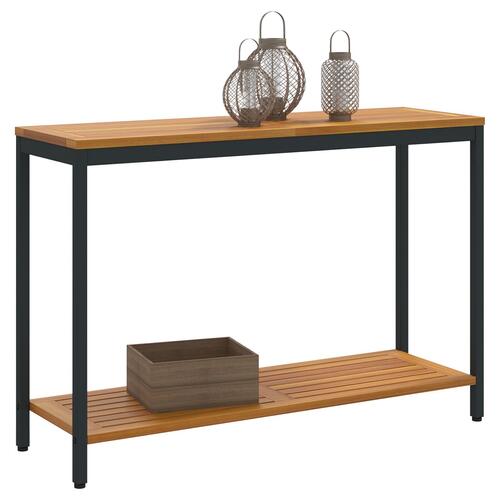 Udendørs Bord Naturlig & Sort 35x110x75 cm Massivt Træ og Stål