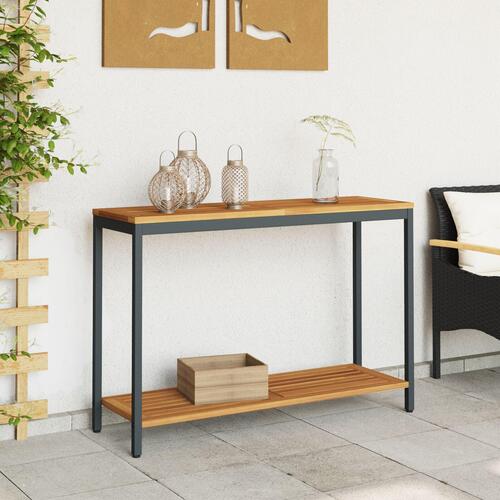 Udendørs Bord Naturlig & Sort 35x110x75 cm Massivt Træ og Stål