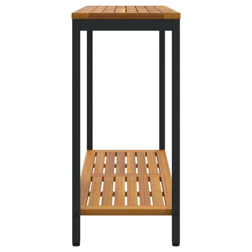 Udendørs Bord Naturlig & Sort 35x110x75 cm Massivt Træ og Stål