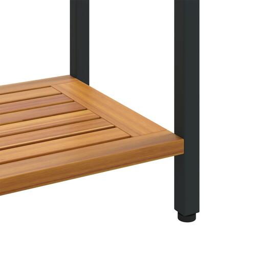 Udendørs Bord Naturlig & Sort 35x110x75 cm Massivt Træ og Stål