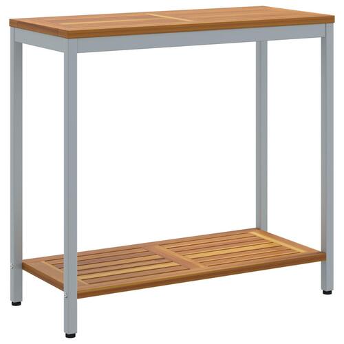 Udendørsbord Naturlig&Grå 35x80x75 cm Massivt Træ og Stål