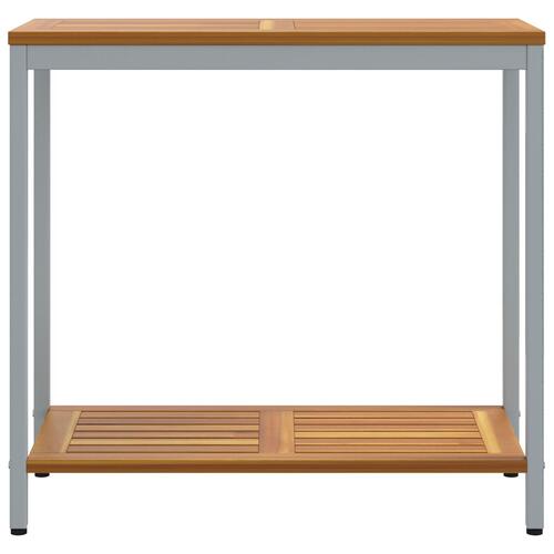 Udendørsbord Naturlig&Grå 35x80x75 cm Massivt Træ og Stål