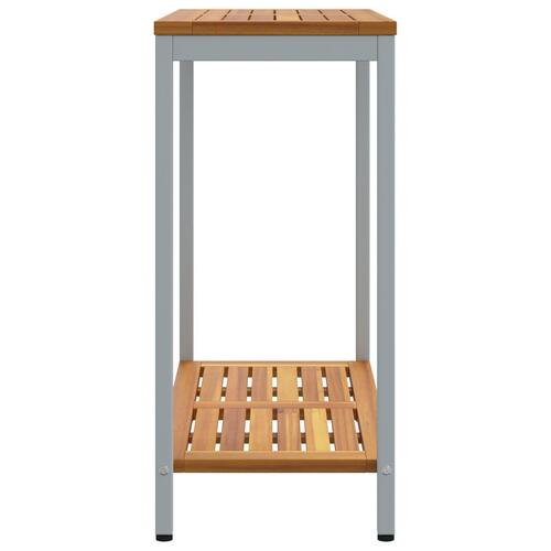 Udendørsbord Naturlig&Grå 35x80x75 cm Massivt Træ og Stål