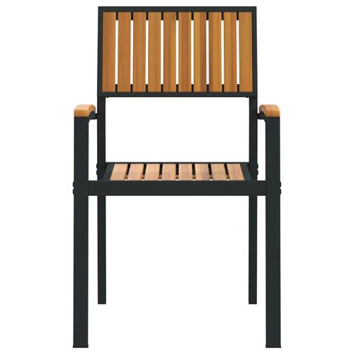 Udendørs Stole 4 stk Stabelbare Sorte Massivt Akacietræ & Metal
