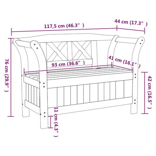 Haveopbevaringsbænk 119x76x44 cm Massivt fyrretræ