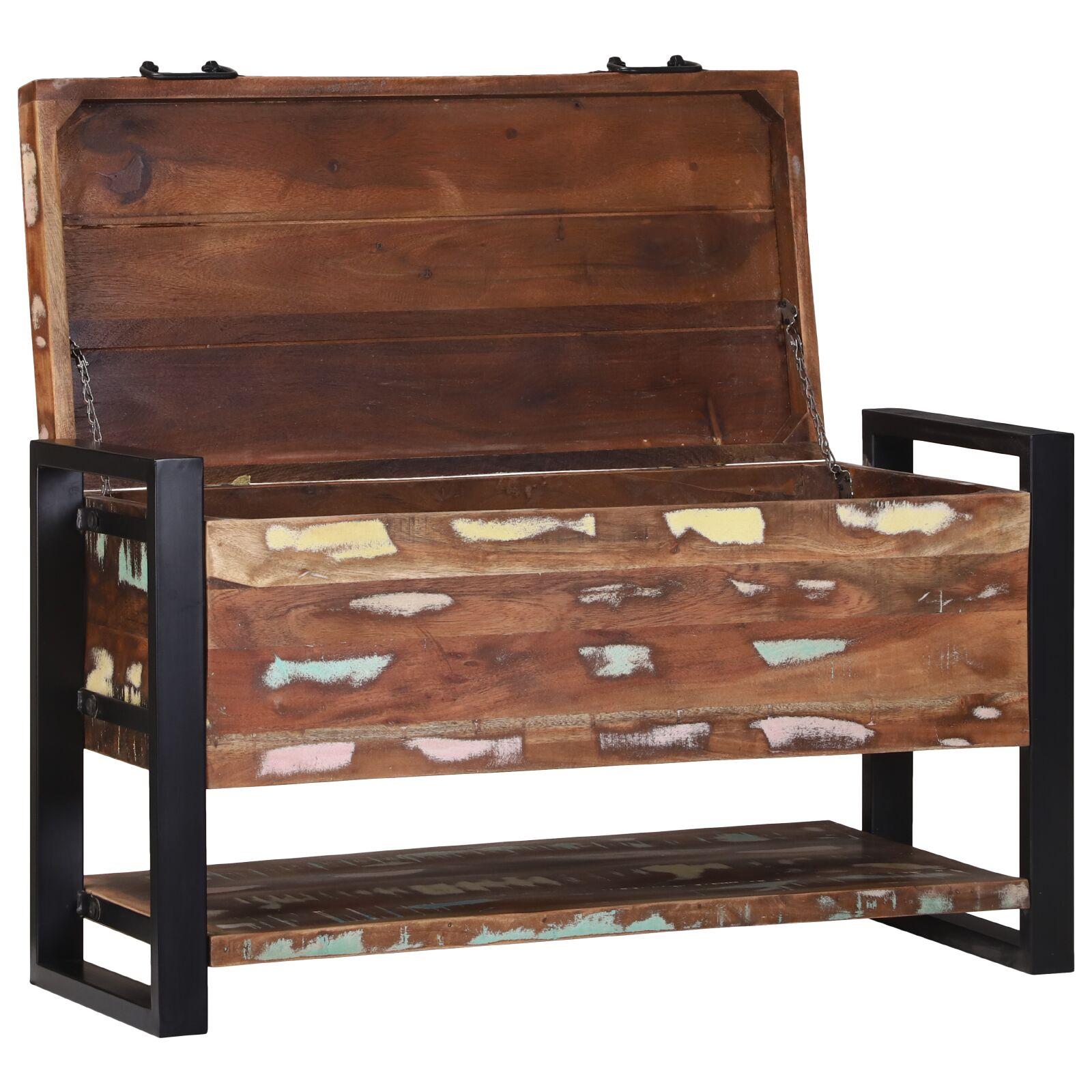 Opbevaringskasse Flerfarvet 80x35x45 cm Massivt Genbrugstræ
