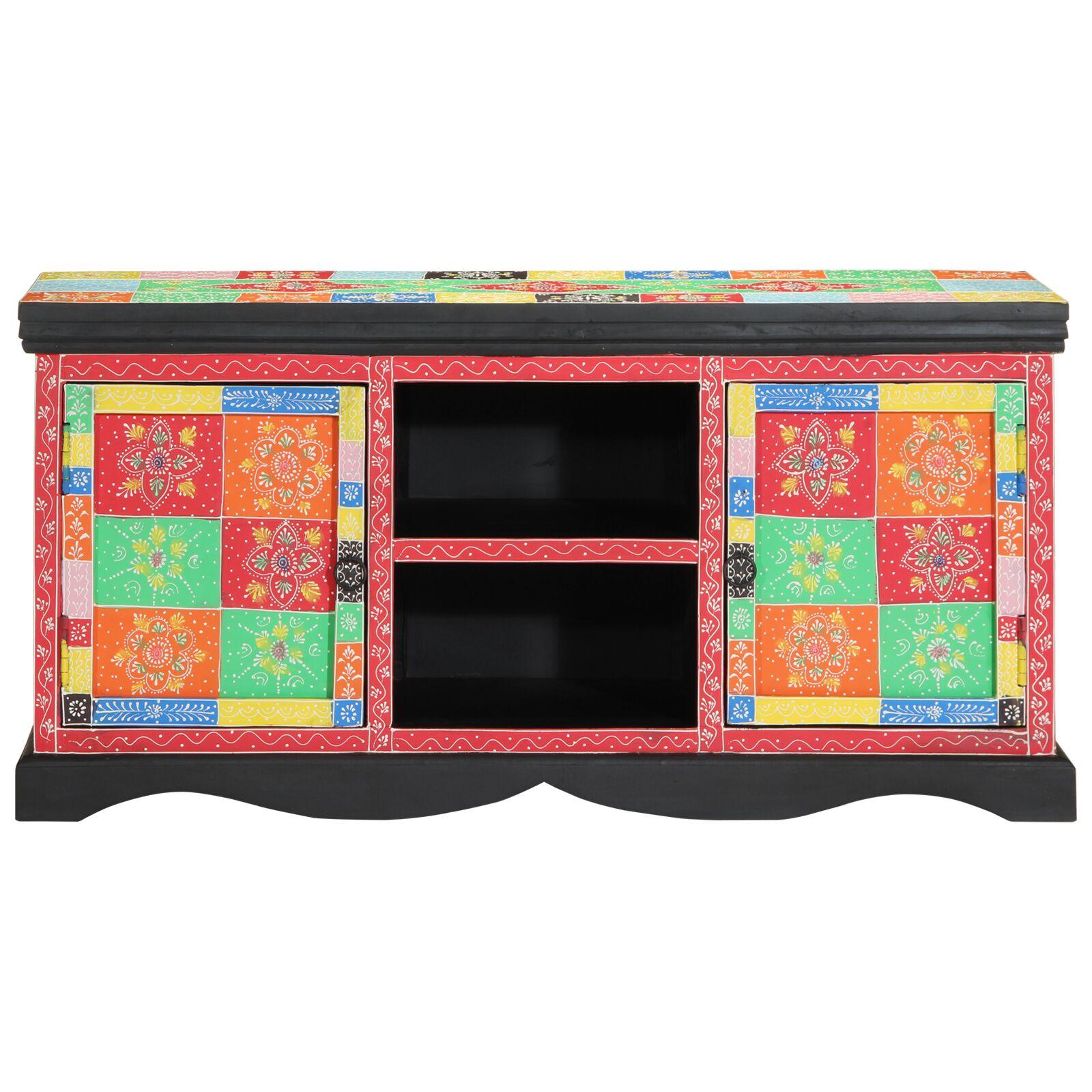 Tv Skab Flerfarvet 100x35x50 Cm Massivt Mango Træ