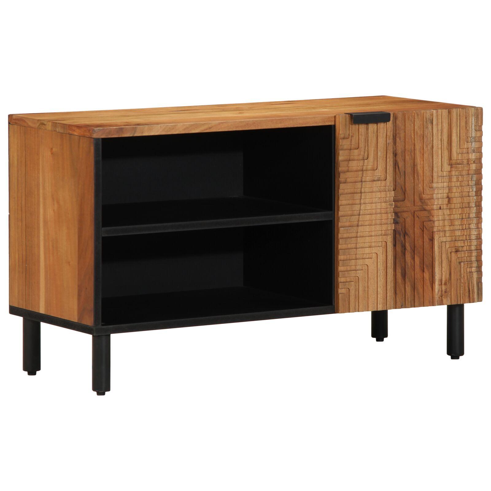 Tv-Bakke Med Hylde Brun 80 X 31,5 X 46 Cm Massivt Akacietræ