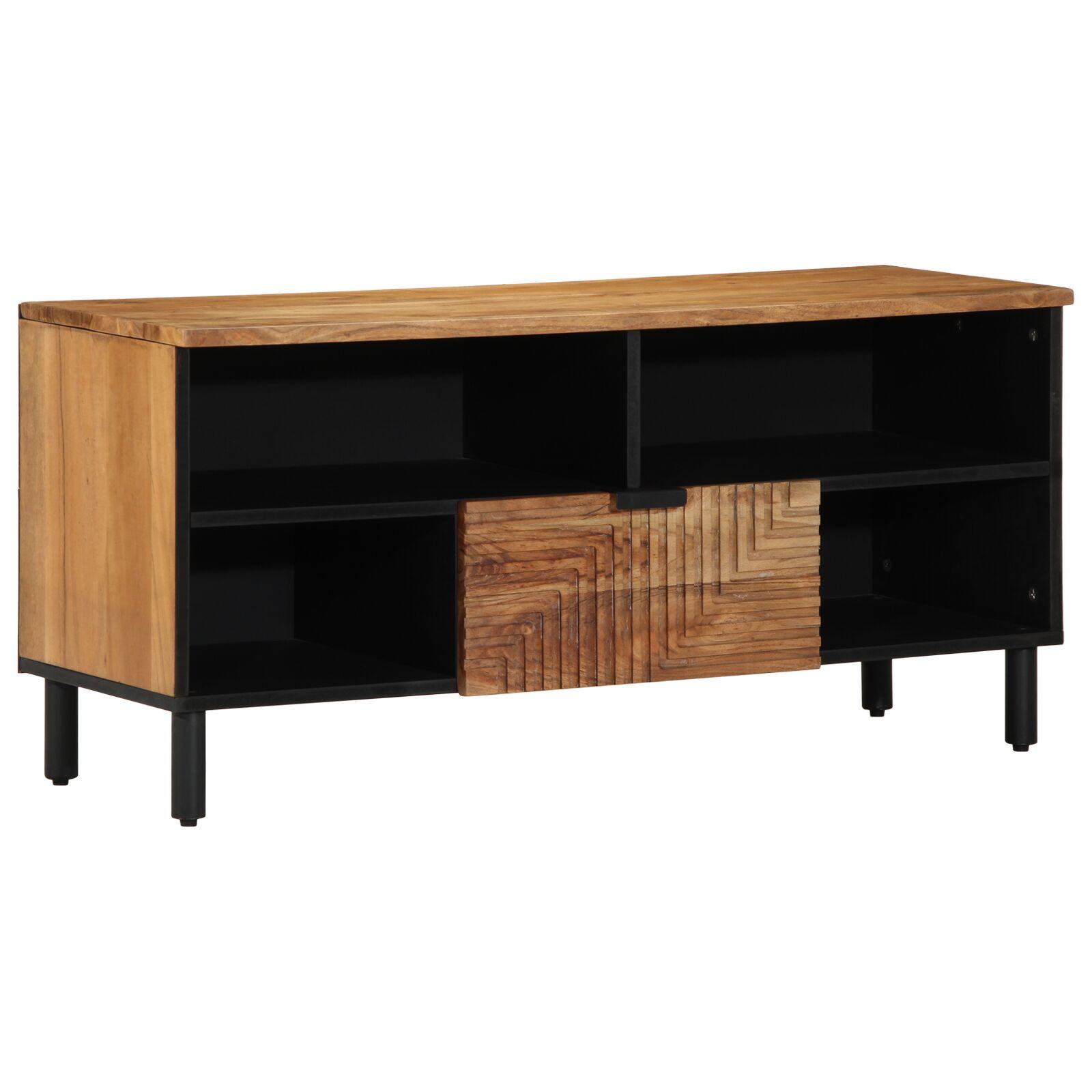 Tv-Skab Med Skuffe Brun 100 X 33.5 X 46 Cm Massivt Akacietræ