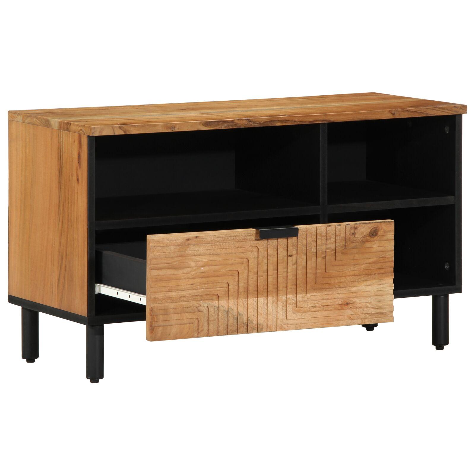 Tv-Skab Med Skuffe Brun 80 X 33,5 X 46 Cm Massivt Akacietræ