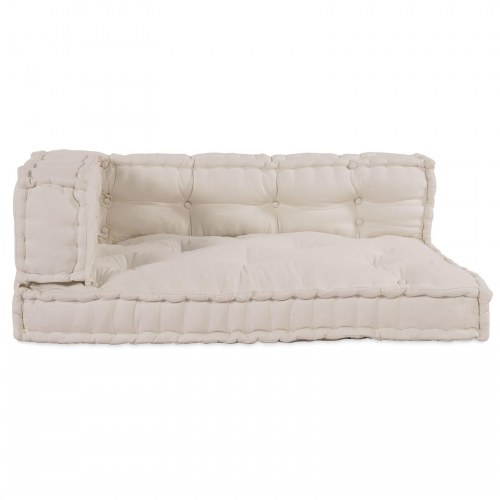 Pallet Sofa Pude med Arm- og Ryglæn Support Cremefarvet Stof