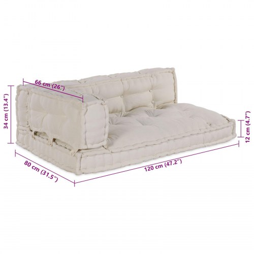 Pallet Sofa Pude med Arm- og Ryglæn Support Cremefarvet Stof