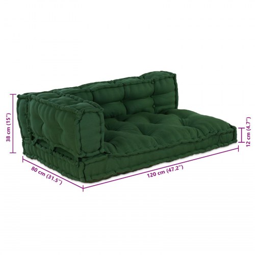 Pallet Sofa Pude med Arm- og Rygstøtte Grøn Stof