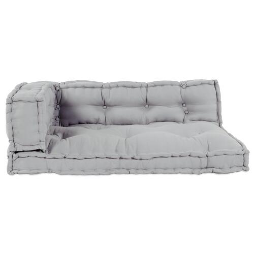 Sofa Pude til Pallet med Armlæn og Rygstøtte - Grå Stof