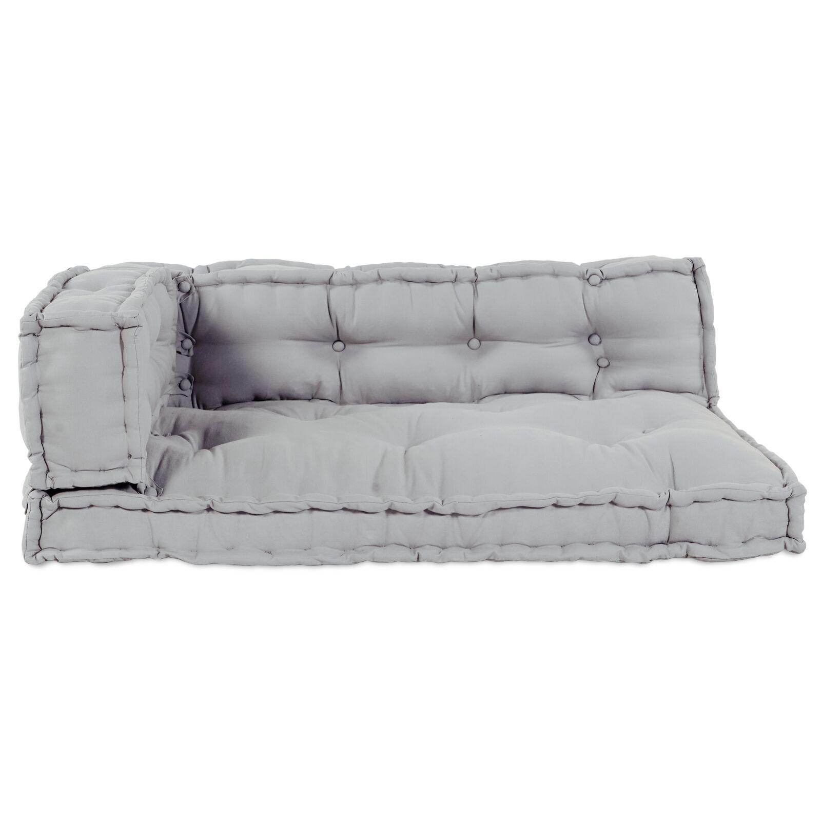 Sofa Pude til Pallet med Armlæn og Rygstøtte - Grå Stof