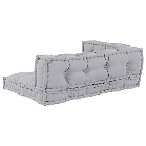 Sofa Pude til Pallet med Armlæn og Rygstøtte - Grå Stof