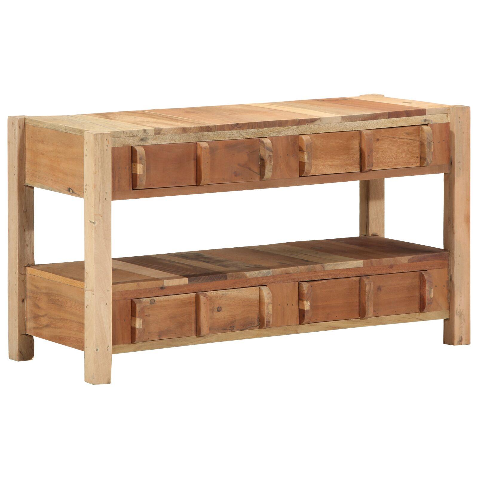 TV-bord med skuffer i brun massivt genbrugstræ - 83 × 33 × 46 cm