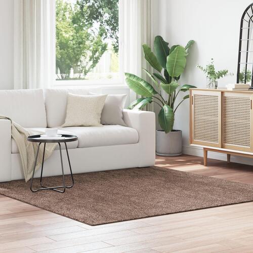 Langhåret Tæppe med Latex Baggrund Brun 200x200 cm
