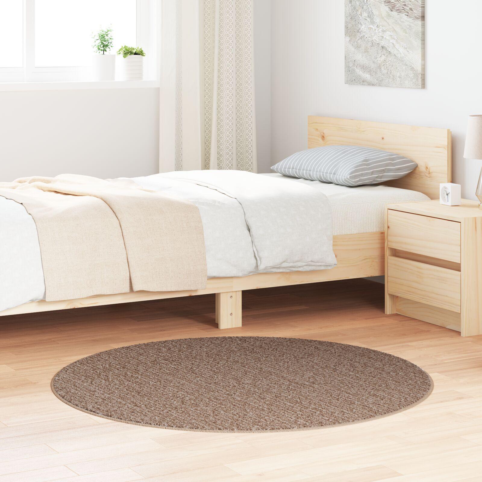 Rundt anti-slip shaggy tæppe brun 120 x 120 cm PP
