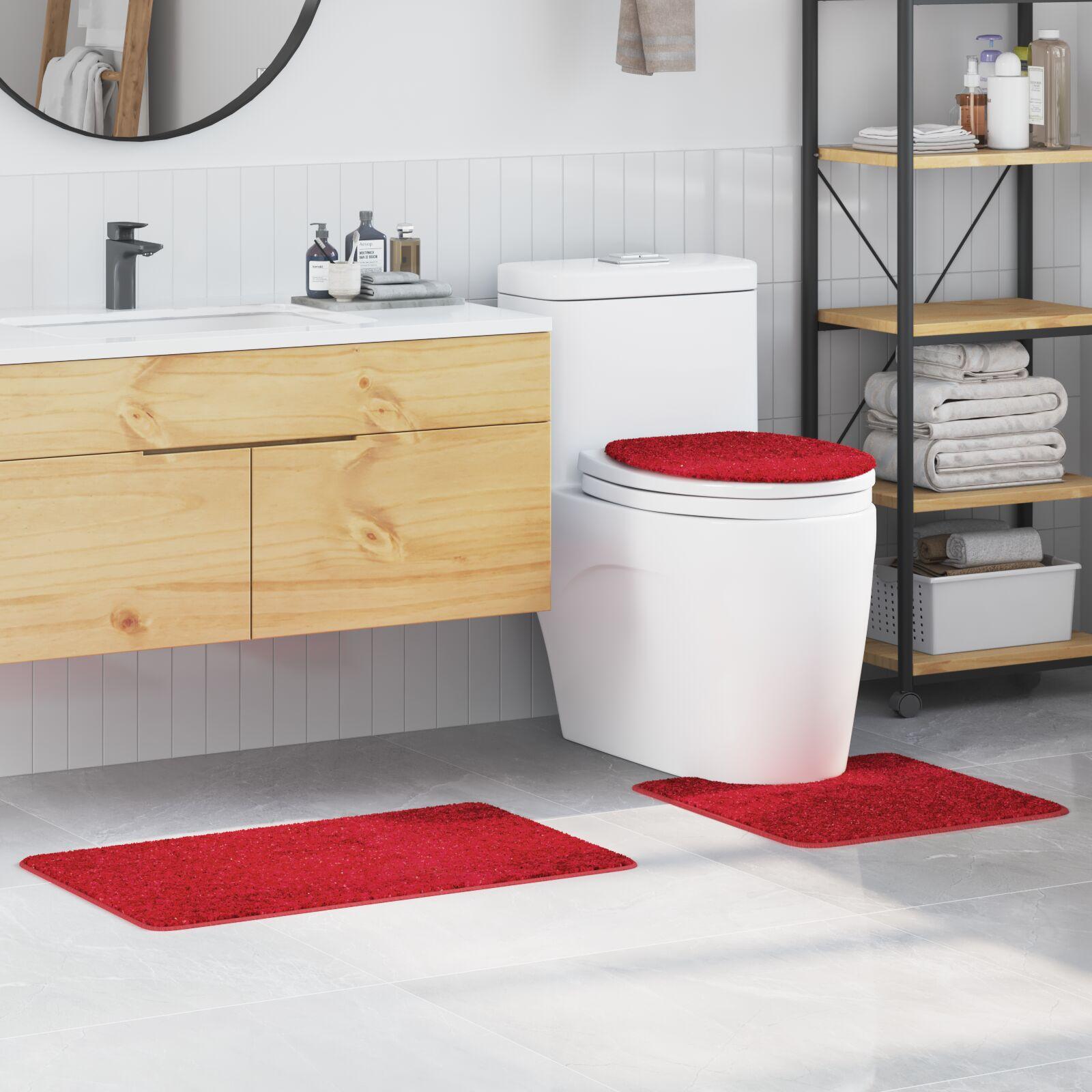 Anti-skid badevægs måttesæt 3 stk Rød 50 x 50 cm PP