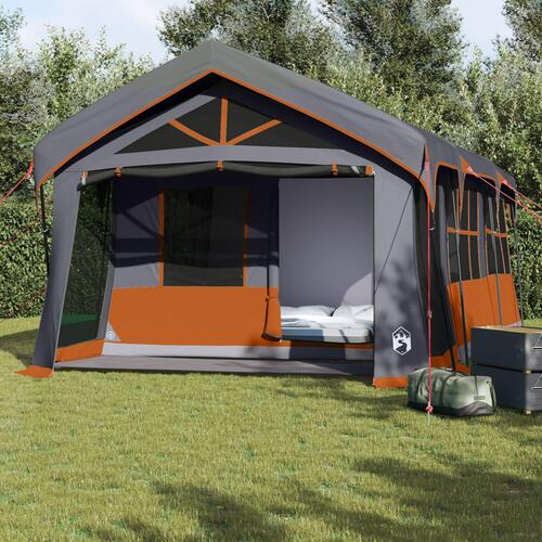 Campingtelte med Vinduer Grå og Orange til 10 Personer vandafvisende