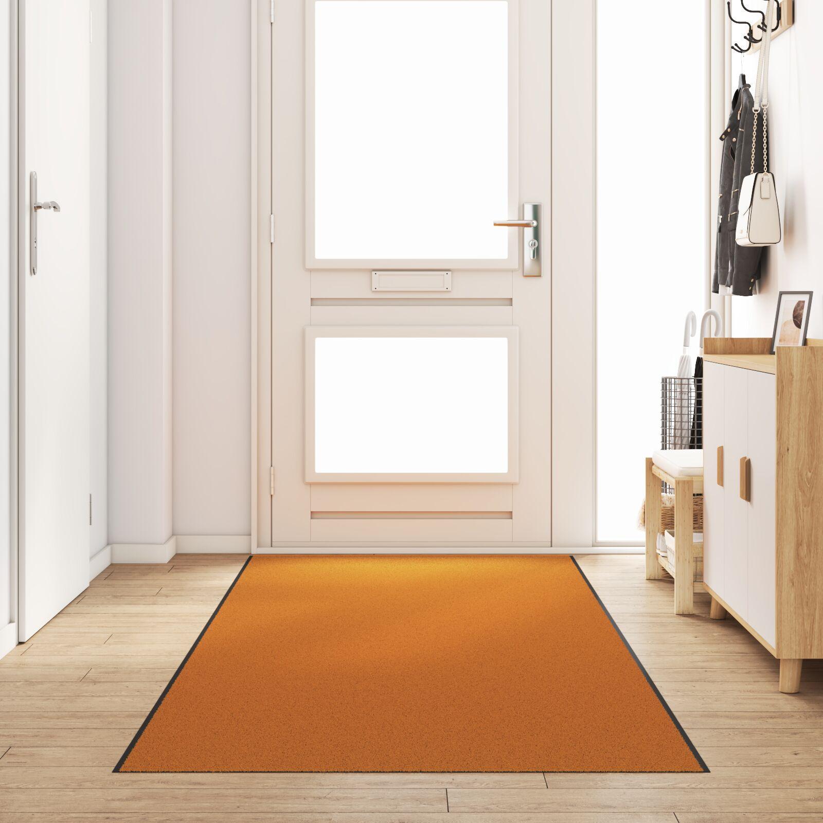 Vaskbar Dørmåtte i Orange 120x350 cm
