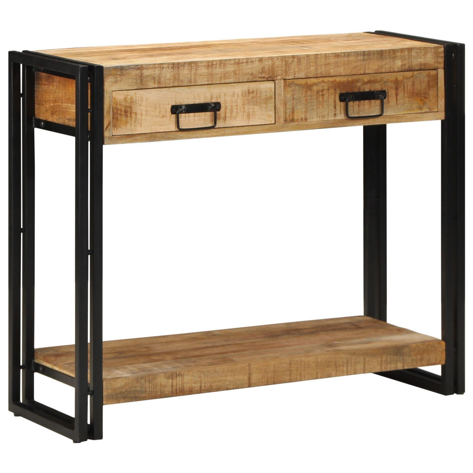 Konsolbord med skuffer i massivt mangotræ - brun, 90 × 33 × 75 cm