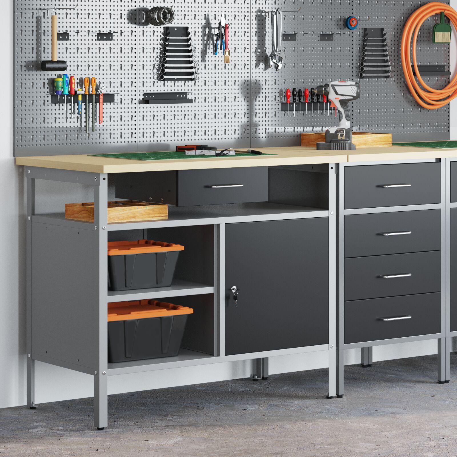 Arbejdsbænk Sort og grå 100 x 55 x 85 cm Ingeniørtræ og stål