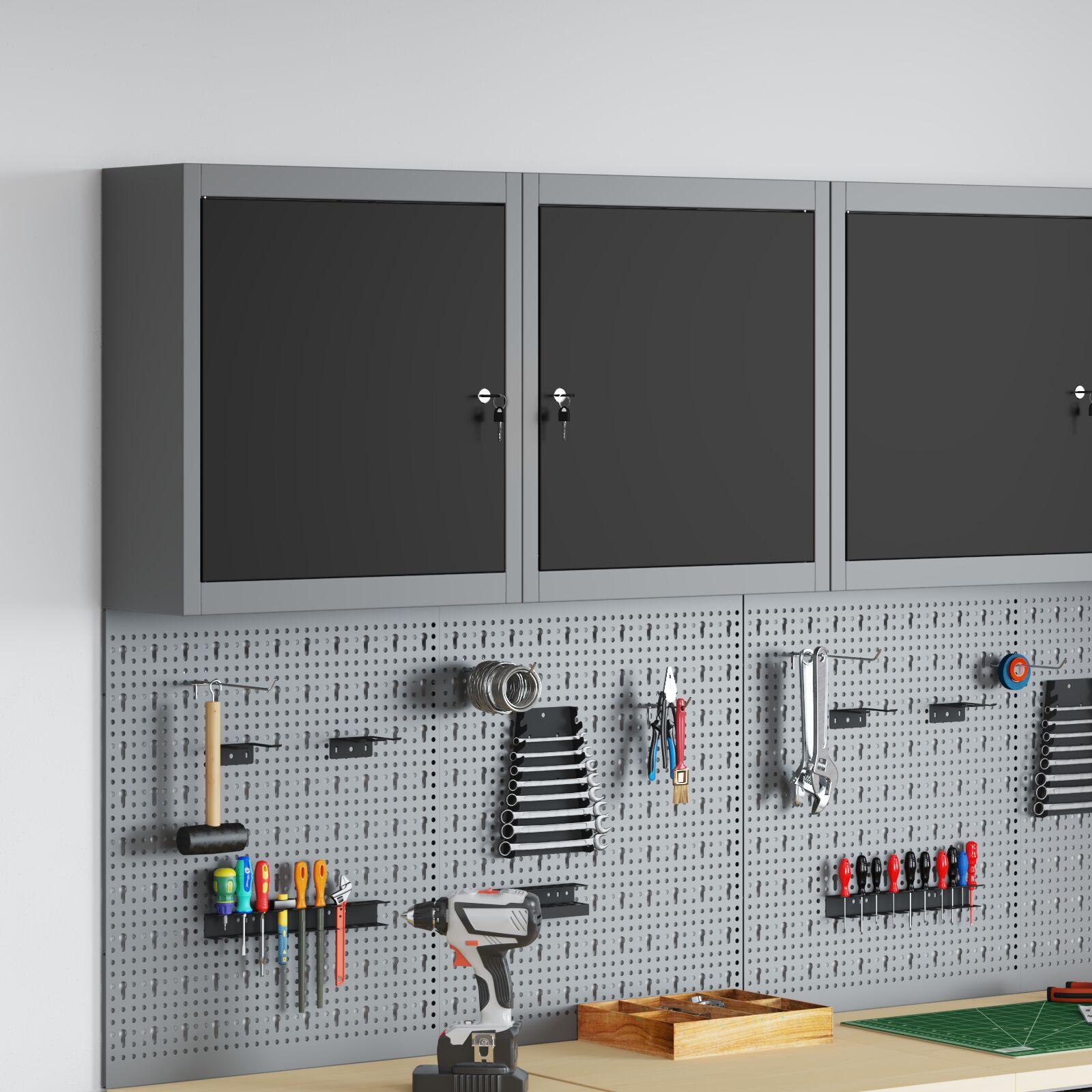 Værktøjsskab Sort og grå 50 x 20 x 55 cm Pulverlakeret Stål