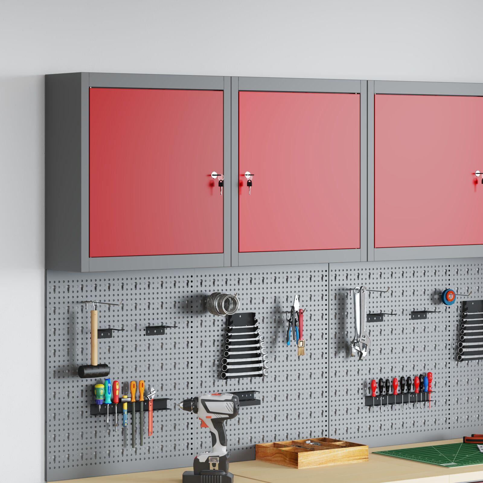 Værktøjsskab Rød og grå 50 x 20 x 55 cm Pulverlakeret Stål