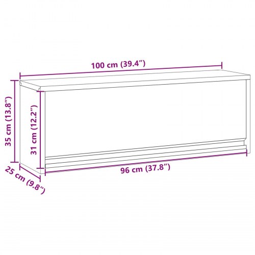 Værktøjskab Vægmonteret med Gasløftdør Sort 100x25x35 cm
