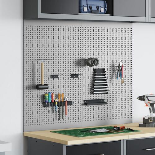 Pegboards 2 stk med 8 tilbehør Grå 50x80 cm Stål