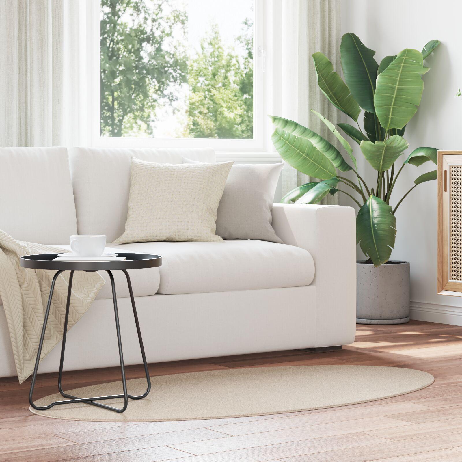 Ovalt gulvtæppe HUARTE - beige 80 x 150 cm