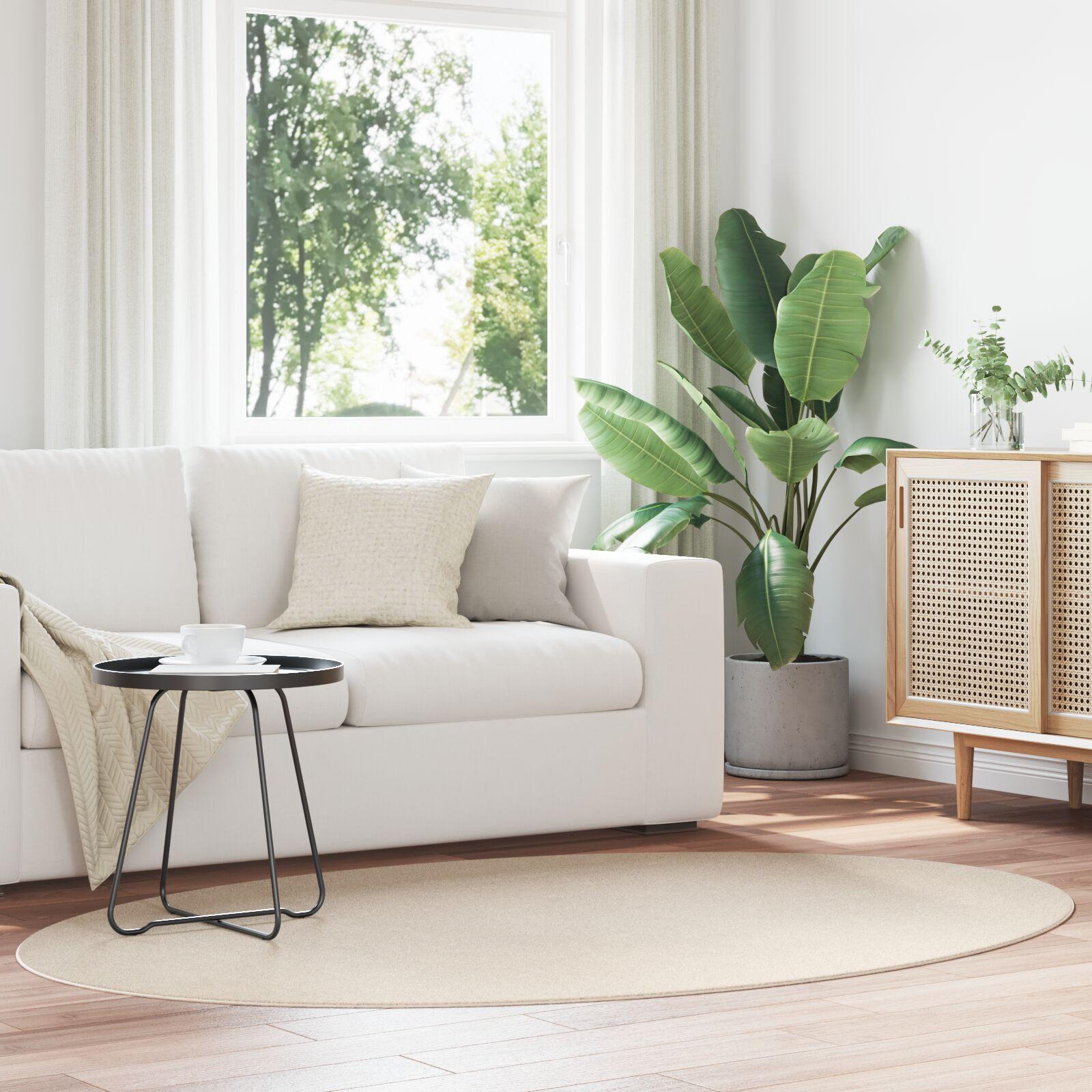 Områdetæppe oval HUARTE - beige 140 × 200 cm, 100% polyester