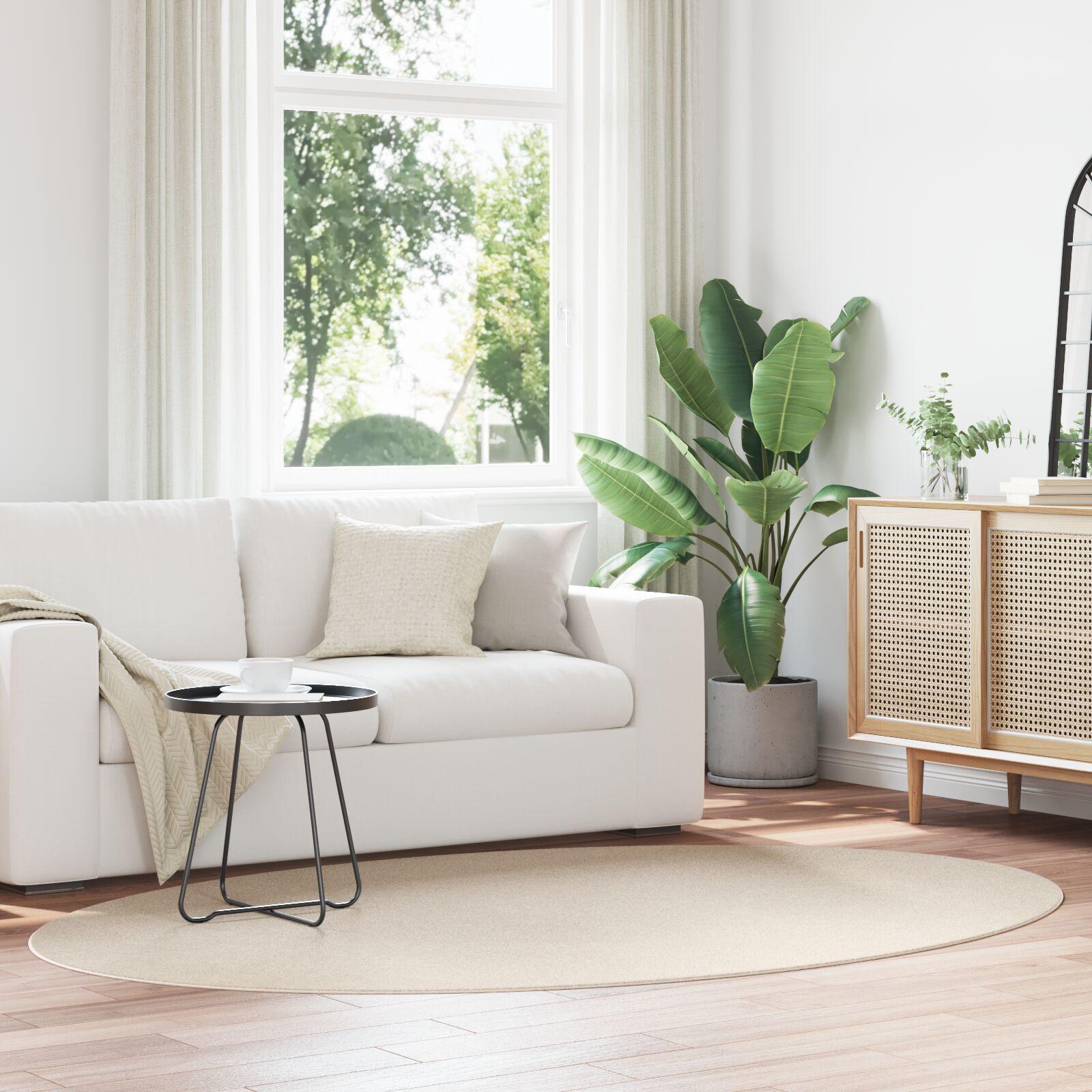 Ovalt områdetæppe HUARTE - beige 160 × 230 cm, 100% polyester