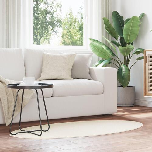 Tæpper Creme Polyester 80 x 150 cm Ovalt tæppe Ovalt