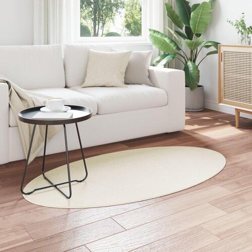 Tæpper Creme Polyester 80 x 150 cm Ovalt tæppe Ovalt