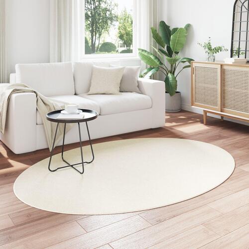 Tæpper Creme Uld 140 x 200 cm Holdbar Områdetæppe Oval