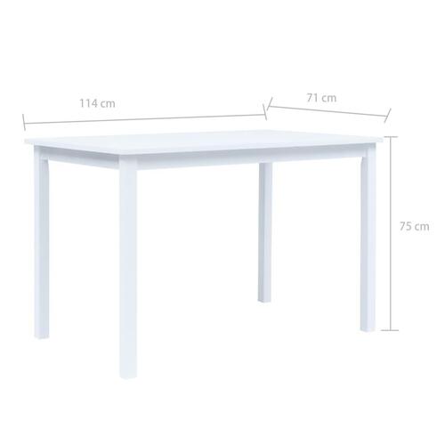 Spisebord 114 x 71 x 75 cm massivt gummitræ hvid