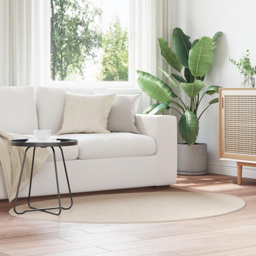 Tæpper Beige Polyester 120 x 170 cm Mønster Områdetæpper Oval