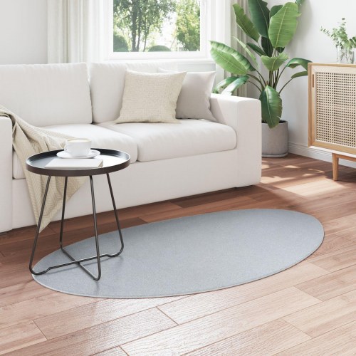 Tæpper Grå Polyester 80 x 150 cm Skridsikker Områdetæppe Oval