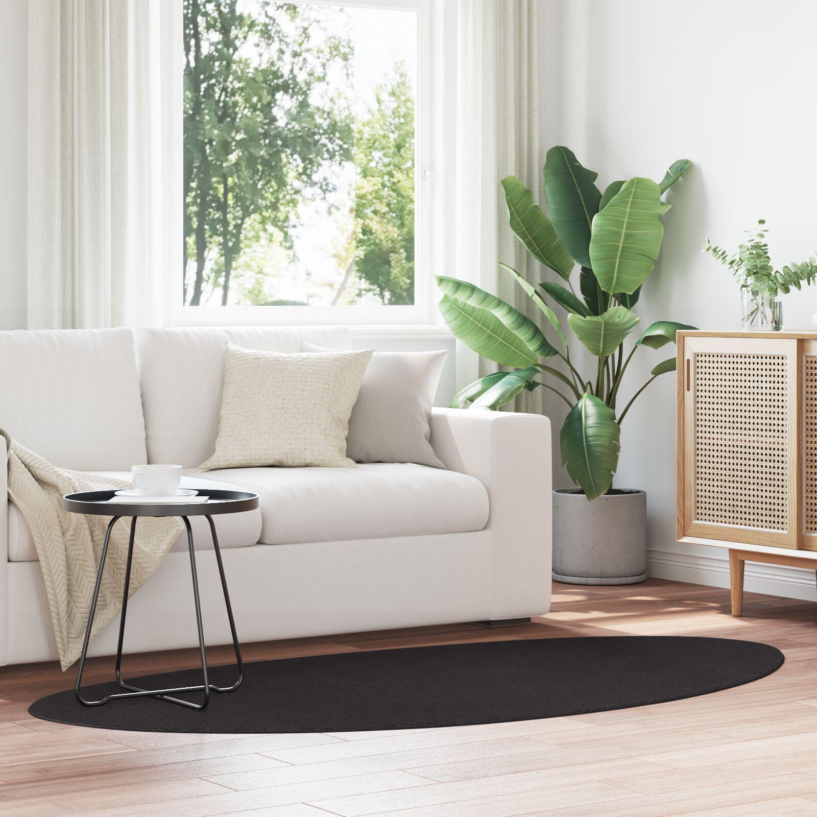 Tæpper Sort Polyester 100 x 200 cm Skridsikker Områdetæppe