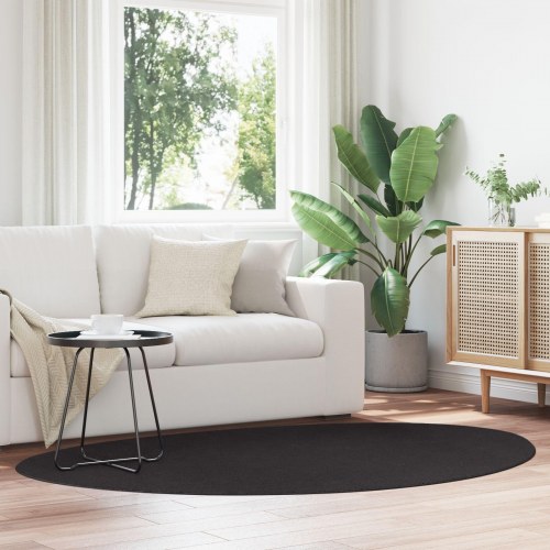 Tæpper Sort 100% Polyester 140 x 200 cm Områdetæpper Oval